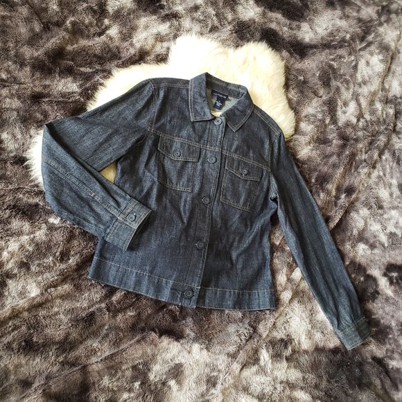Ann Taylor NWT Jean Jacket! 100% Cotton - Dark Wash - Picture 4 of 13